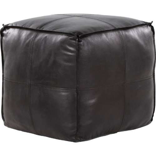 Cobbler Pouf Ottoman in Black Leather